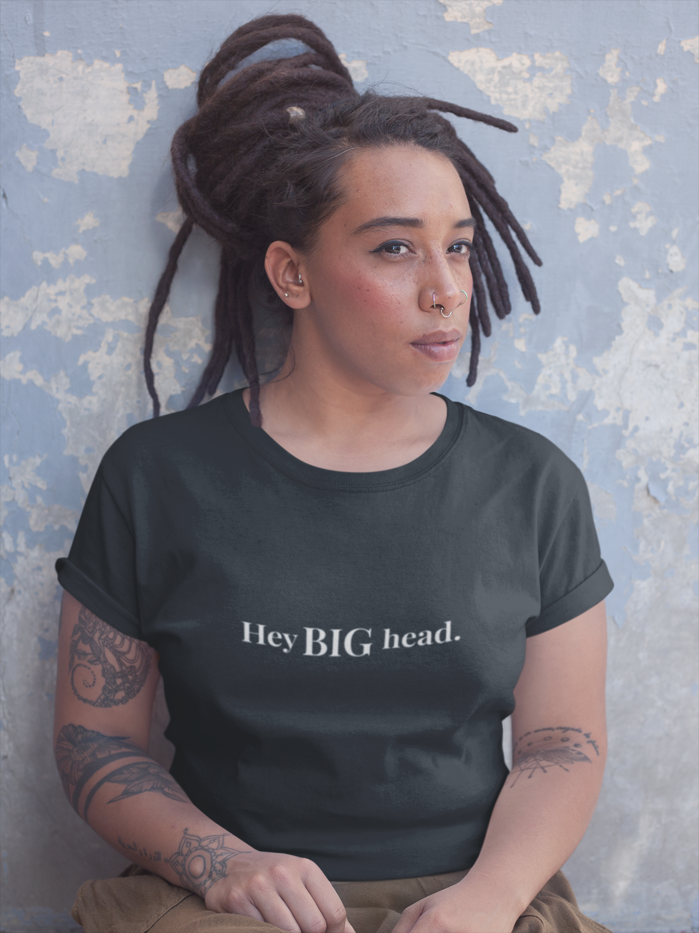 Hey BIG Head — Women’s Fitted Tee – Flirty Graphic T-Shirt - Image 3