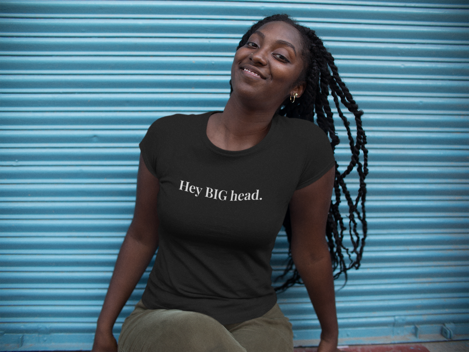 Hey BIG Head — Women’s Fitted Tee – Flirty Graphic T-Shirt